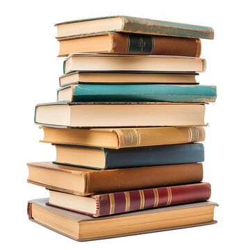 Books stock pile, isolated, transparent background, png