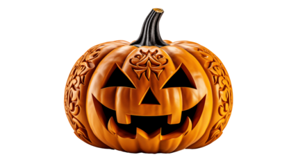 Halloween jack o lantern isolated on transparent background.