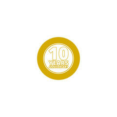 10 years anniversary emblem icon isolated on transparent background