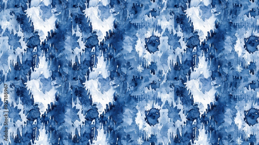 Aufkleber a seamless digital pattern featuring abstract blue and white watercolor shapes in a repeated design.