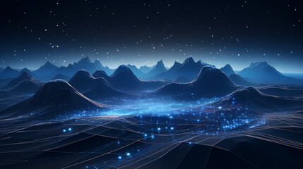 Blue mountains and starry sky