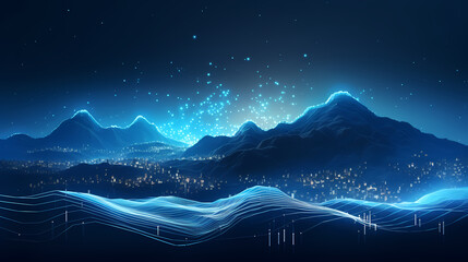 Blue mountains and starry sky