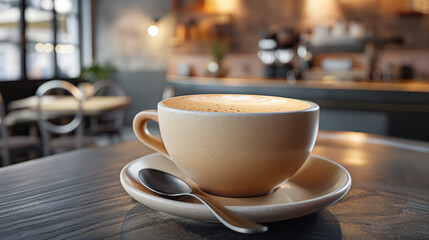 Cappuccino in a glass cup