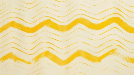 A close-up of a patterned surface with a design of thin, wavy lines painted in pale yellow against a white background. The lines are uneven and slightly jagged, giving the impression of brushstrokes.