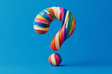 Vibrant and Colorful Question Mark Illustration on Solid Blue Background