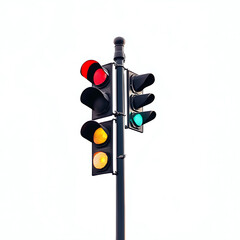 Traffic lights, white background, the signs indicating safe movement