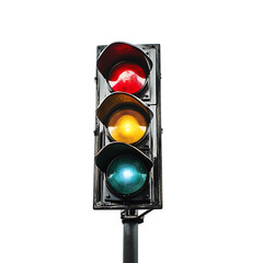 Traffic lights, white background, the signs indicating safe movement
