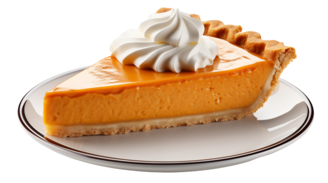 Pumpkin pie isolated on transparent background.