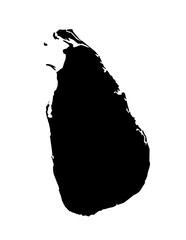 A contour map of Sri Lanka. Vector graphic illustration on a transparent background with black country's borders