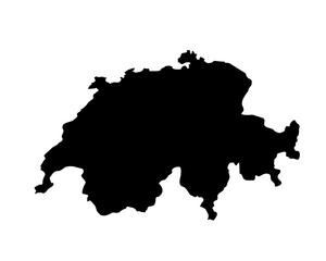 A contour map of Switzerland. Vector graphic illustration on a transparent background with black country's borders