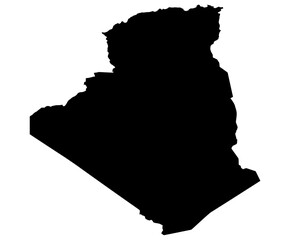 A contour map of Algeria. Vector graphic illustration on a transparent background with black country's borders