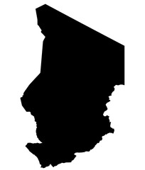 A contour map of Chad. Vector graphic illustration on a transparent background with black country's borders