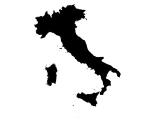 A contour map of Italy. Vector graphic illustration on a transparent background with black country's borders