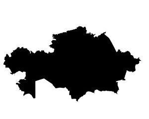 A contour map of Kazakchstan. Vector graphic illustration on a transparent background with black country's borders