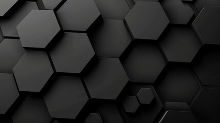 Fototapeta premium Modern abstract black hexagonal texture background with subtle gradients, perfect for technology-themed designs, futuristic presentations, and elegant digital art projects 