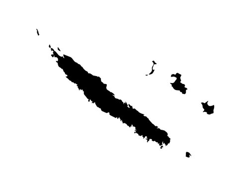 A contour map of New Caledonia. Vector graphic illustration on a transparent background with black country's borders