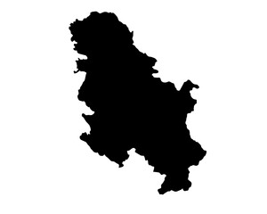 A contour map of Serbia. Vector graphic illustration on a transparent background with black country's borders