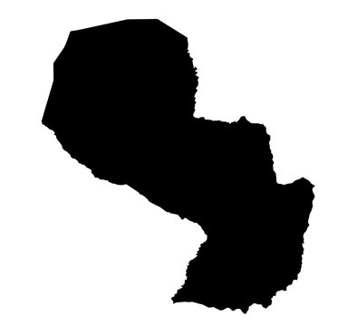 A contour map of Paraguay. Vector graphic illustration on a transparent background with black country's borders