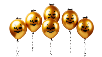 Set of Halloween pumpkin balloons isolated on transparent background.
