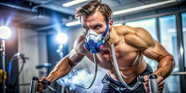 (Note: Each keyword is a single phrase that combines the concepts, mood/style, technical details, and colors of the stock photo to describe a VO2 Max test or related concept.)