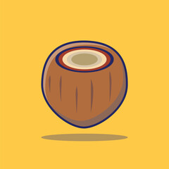 Coconut Icon Illustration Fruit Object clipart coconut cartoon concept Isolated
