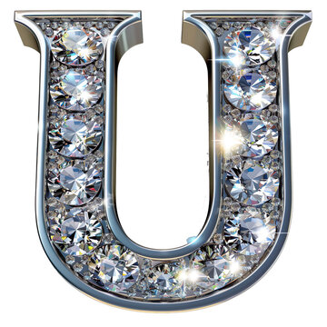 recommend clip art: 3D outline letter 'U' filled with diamonds isolated isolated isolated isolated on a white background