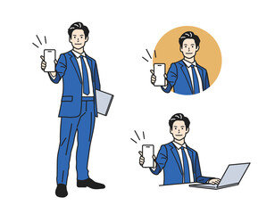 案内する男性_スーツの立ち姿