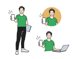 案内する男性_スポーツトレーナーの立ち姿