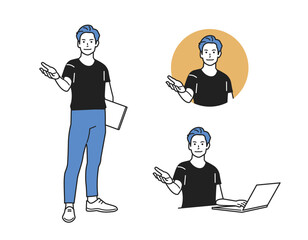 案内する男性_スポーツトレーナーの立ち姿