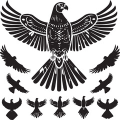 Fototapeta premium American Thunderbird Dark Silhouette Shapes Vector Set