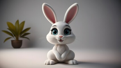 Obraz premium 3d cartoon bunny with big eyes.