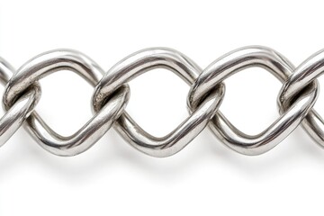 Obraz premium Close-up of a shiny metal chain. This image shows the intricate detail of a metal chain, perfect for illustrating concepts like security, connection, and strength.