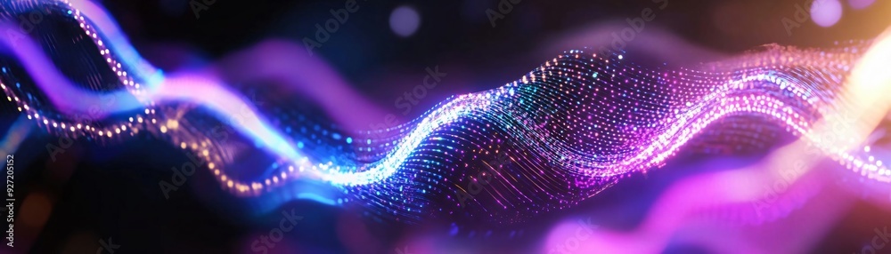 Poster abstract light wave with vibrant colors creating a dynamic visual effect in a modern digital art sty