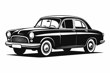 vintage car silhouette vector, retro car illustration