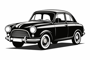 vintage car silhouette vector, retro car illustration