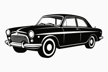 vintage car silhouette vector, retro car illustration