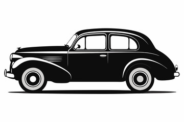 vintage car silhouette vector, retro car illustration