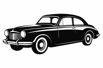 vintage car silhouette vector, retro car illustration