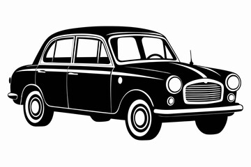 vintage car silhouette vector, retro car illustration