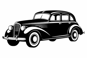 vintage car silhouette vector, retro car illustration