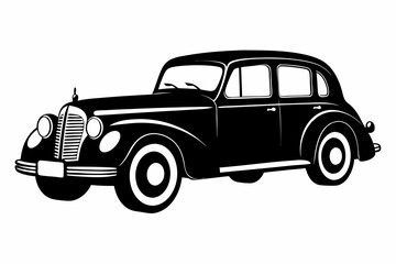 vintage car silhouette vector, retro car illustration