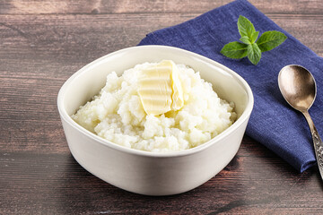 Homemade rice porridge with butter