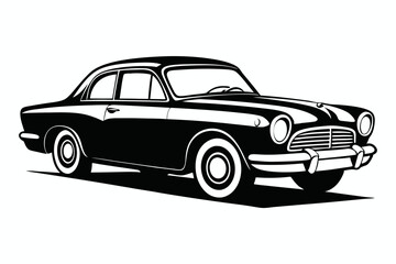 vintage car silhouette vector, retro car illustration