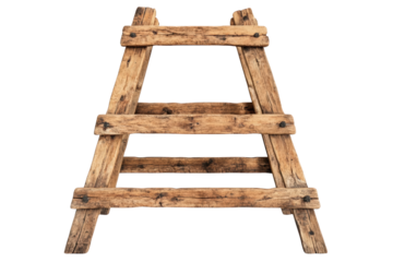 A rustic wooden ladder showcasing natural grain and sturdy construction, ideal for home improvement and decorative purposes.