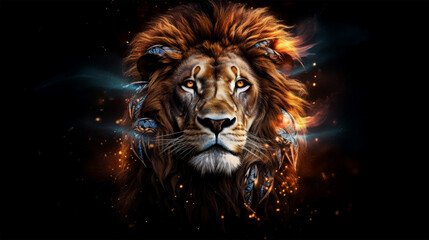 Naklejka premium big lion looking on background