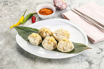 Chinese traditional steamed dumpligs momo