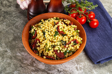 Vegetarian Pasta ptitim with vegetables