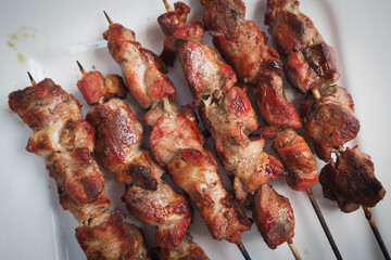 Greek souvlaki skewers on a plate