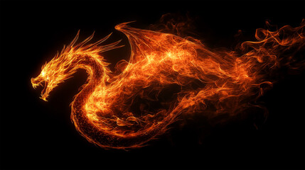 Fototapeta premium burning dragon monster looking on background