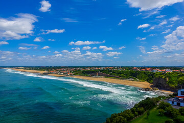 Aerial panorama view of Biarritz, France seen from Biarritz Lighthouse